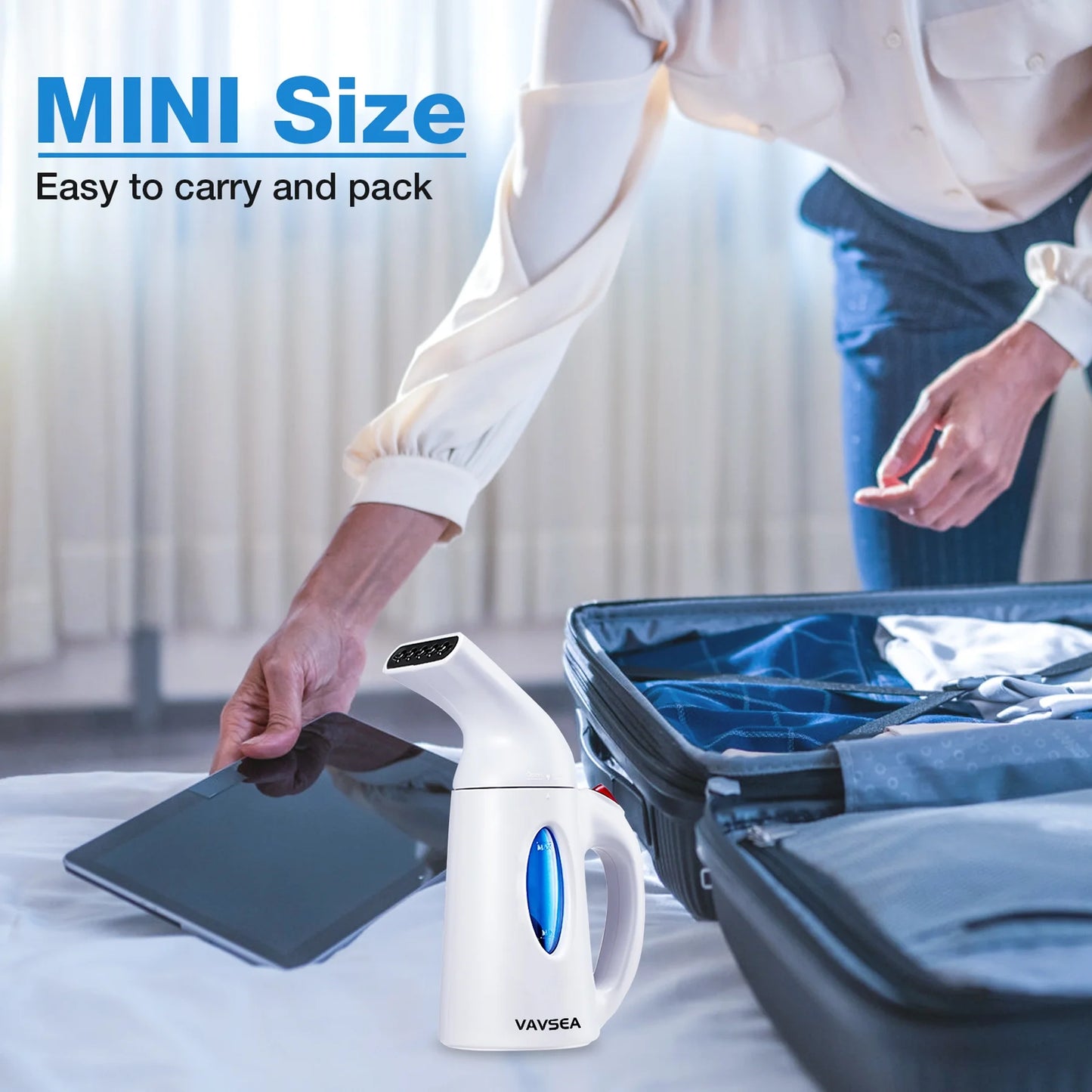 Steamer for Clothes, Portable Garment Steamer, Auto Shut-Off Function, Wrinkles/ Steam/ Soften/ Clean/ Sterilize, White