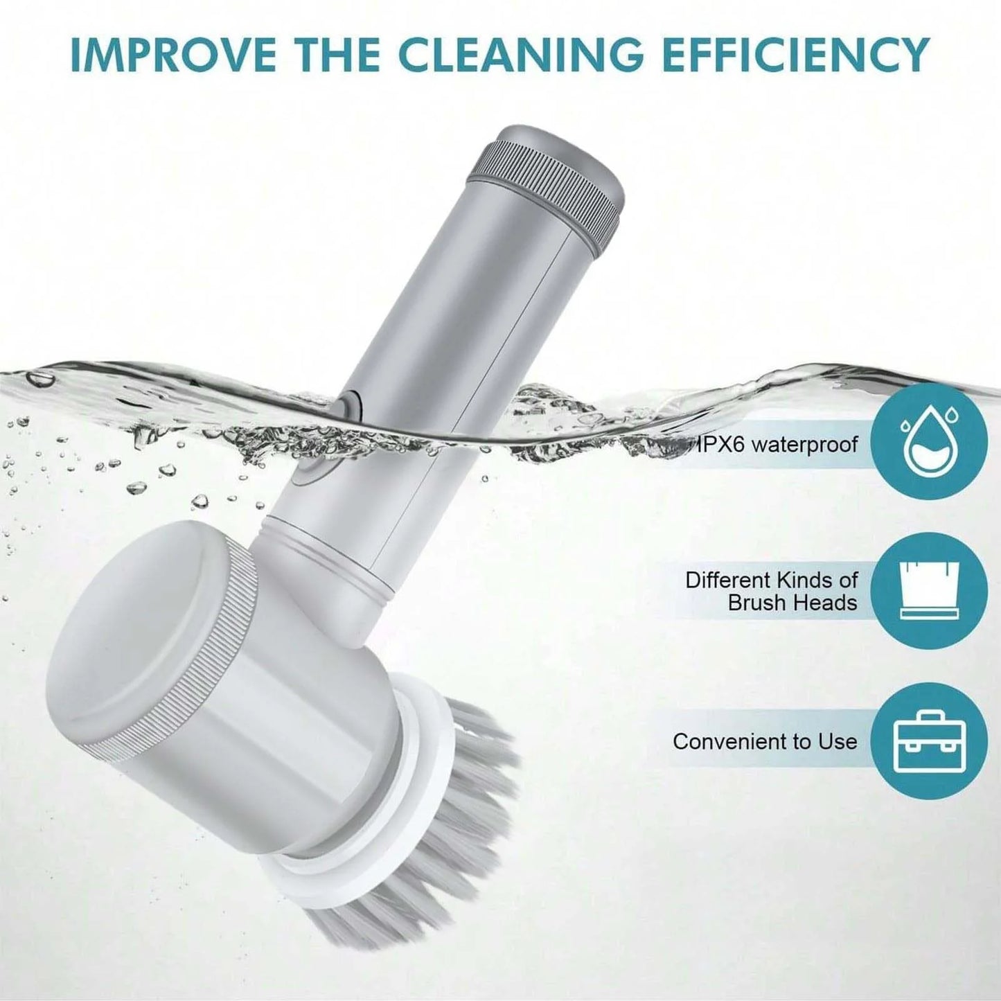 Clearance! Electric Scrubber Electric Cleaning Brush Cordless Power Scrubber with 5 Replaceable Brush Heads Handheld Power Shower Scrubber for Bathtub Floor Wall Tile Toilet Dish Towels for Kitchen