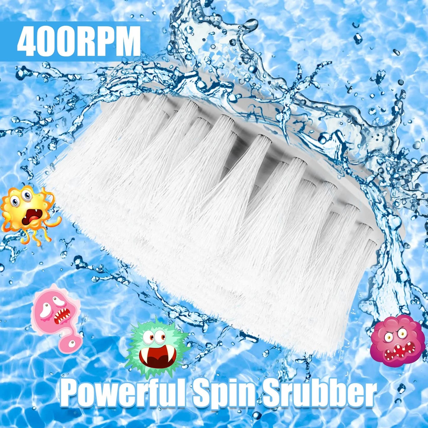 Electric Spin Scrubber, Cordless Shower Cleaner 48" ABS Cleaning Brush for Bathroom Floor