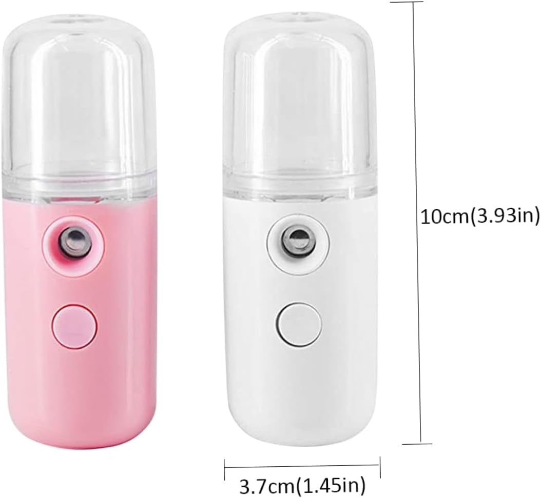 Nano Face Mister, 2PCS Mini Facial Mist Steamer, USB Rechargeable Handy Moisturizing Sprayer, Portable Facial Steamer for Hydrating Face Care