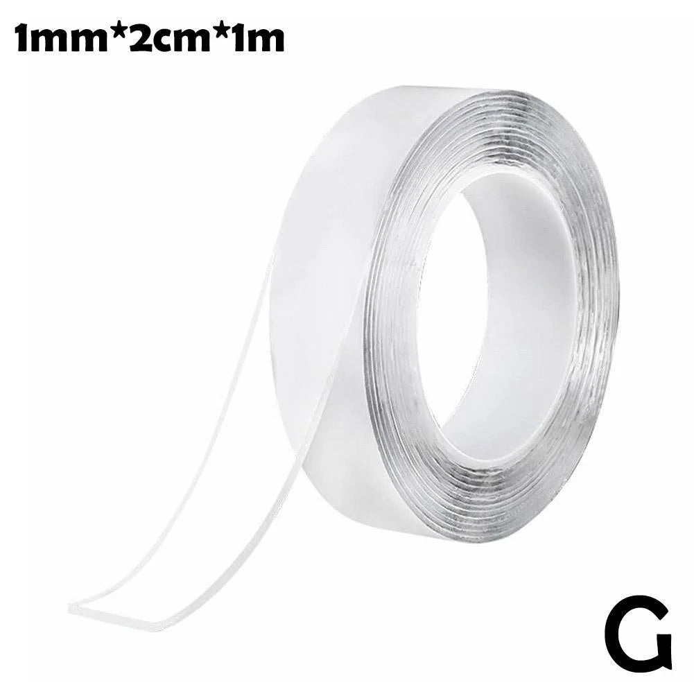 Thickness 1Mm*Width 2Cm*Length 1M Nano Tape Transparent Traceless Black Technology Strong Waterproof Double-Sided Adhesive Punch-Free Magic Invisible Nano Double-Sided Adhesive