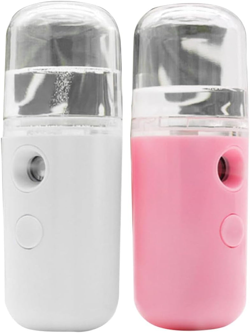Nano Face Mister, 2PCS Mini Facial Mist Steamer, USB Rechargeable Handy Moisturizing Sprayer, Portable Facial Steamer for Hydrating Face Care