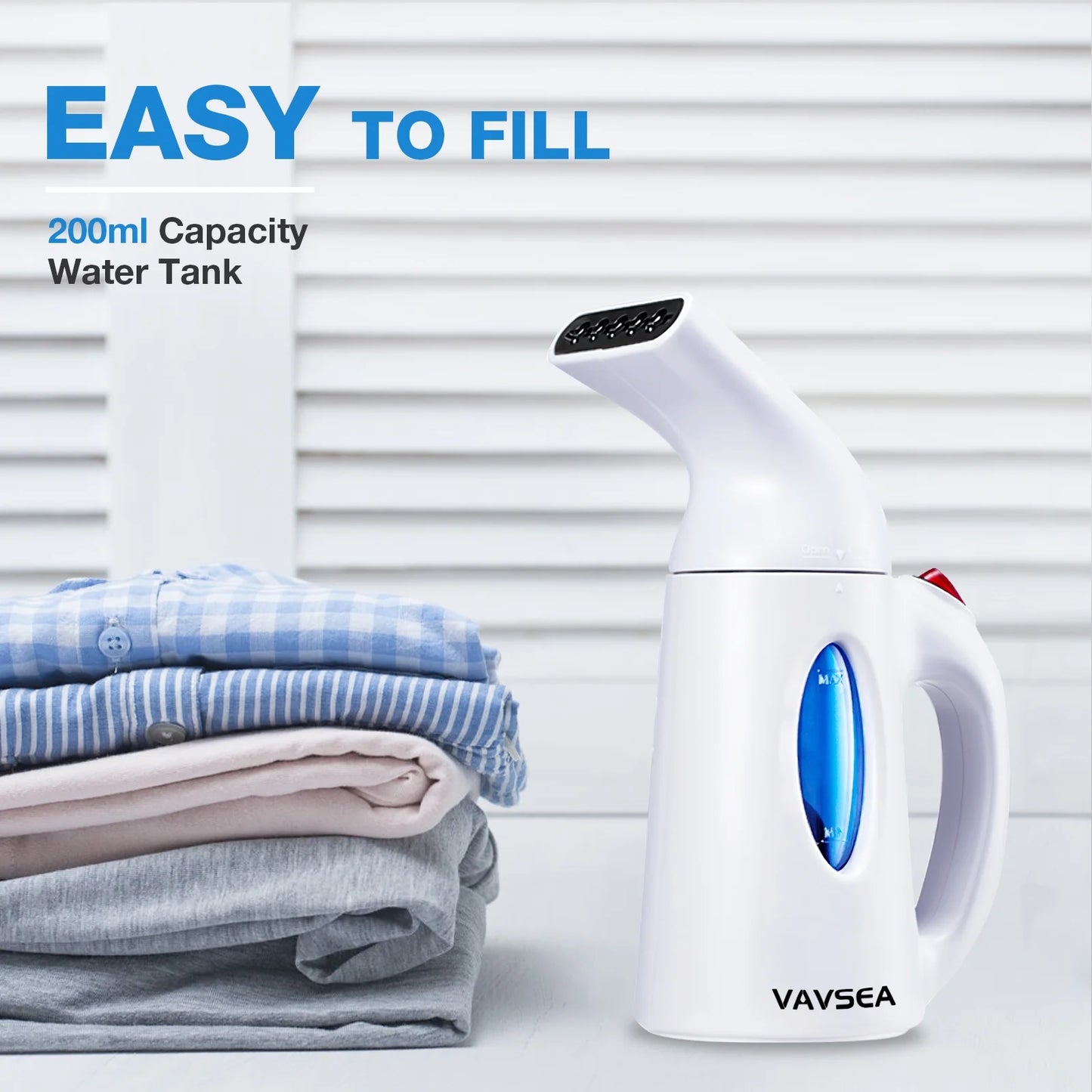 Steamer for Clothes, Portable Garment Steamer, Auto Shut-Off Function, Wrinkles/ Steam/ Soften/ Clean/ Sterilize, White