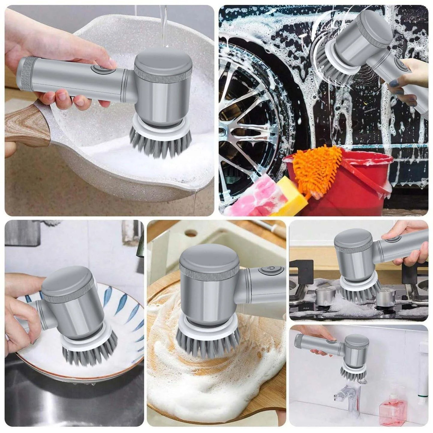 Clearance! Electric Scrubber Electric Cleaning Brush Cordless Power Scrubber with 5 Replaceable Brush Heads Handheld Power Shower Scrubber for Bathtub Floor Wall Tile Toilet Dish Towels for Kitchen