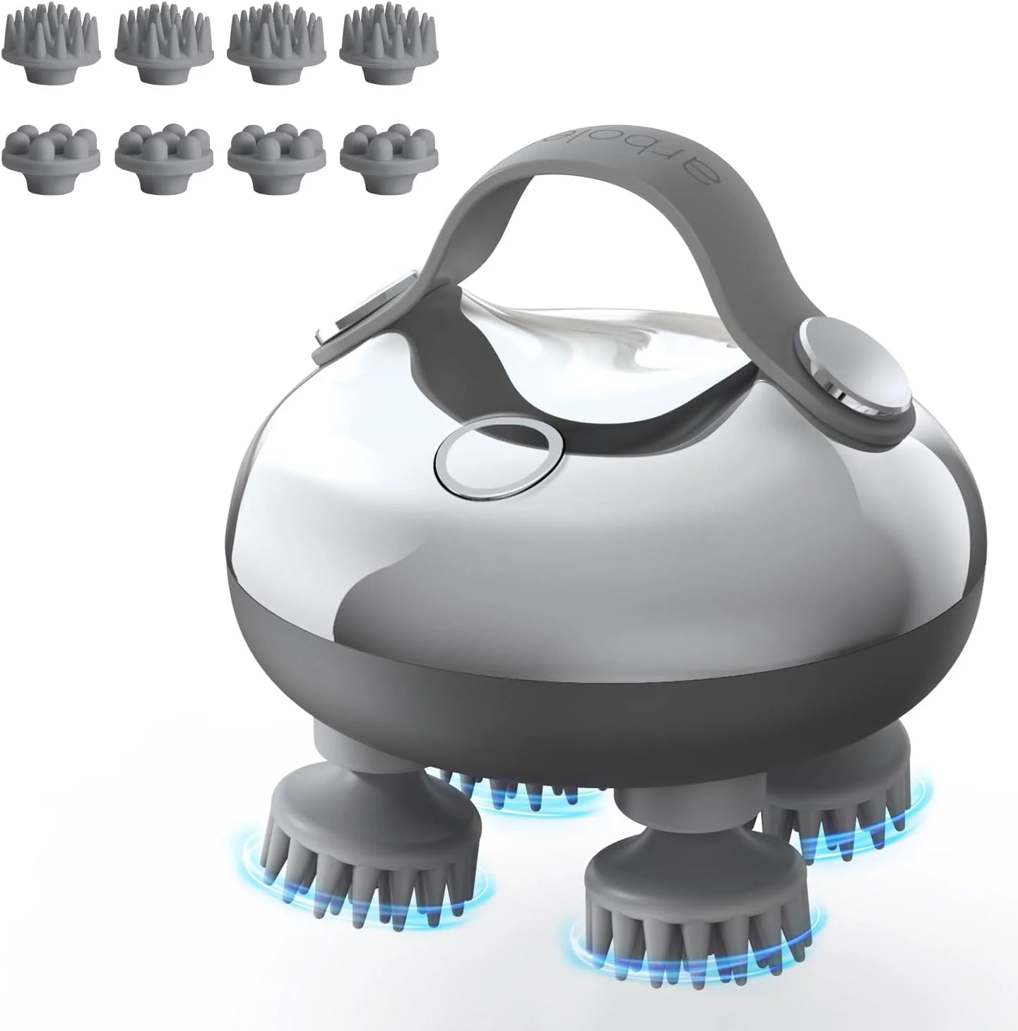 Electric Scalp Massager Handheld, Waterproof Head Massager with 8 Removable Claws, Silver