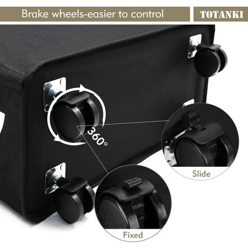 25"Rolling Slim Laundry Basket on Wheels Foldable Hamper with Handle Collapsible