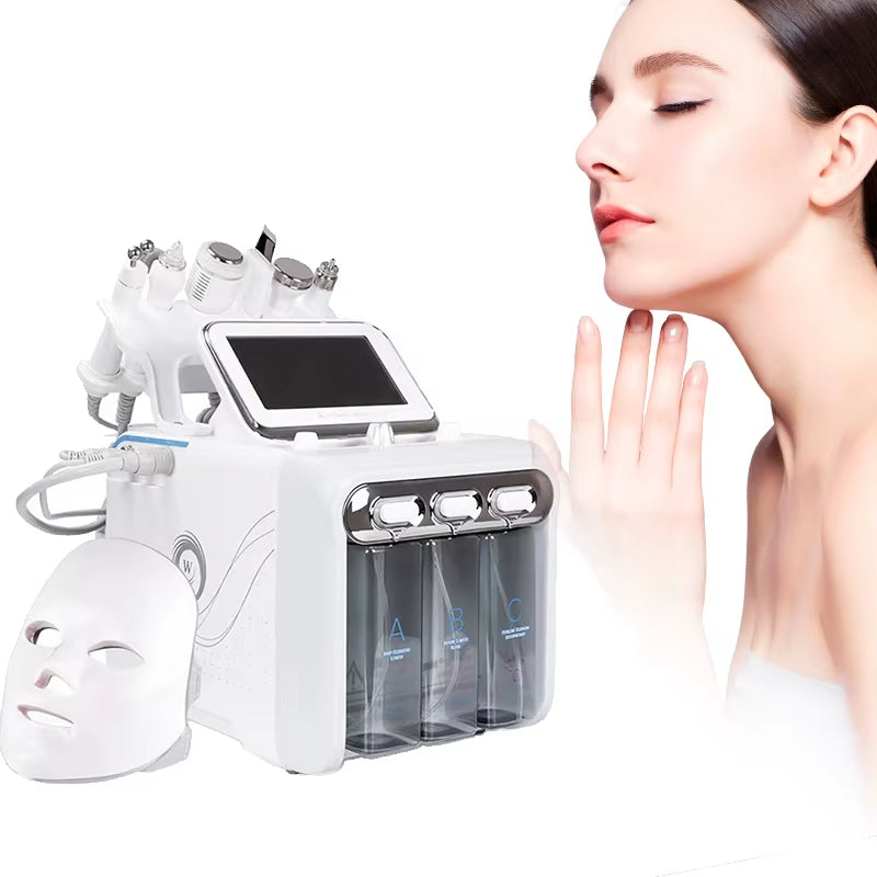 6 in 1 Small Bubble Aqua Care Hidra Oxygen Facial Skincare Machine Deep Cleaner Hydra Scrubber Facial Microdermabrasion Machine