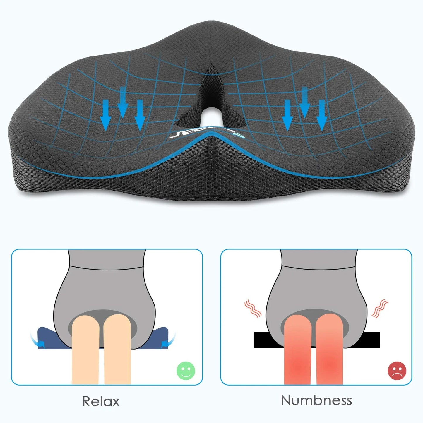 Seat Cushion - Non-Slip Memory Foam, Tailbone & Sciatica Pain Relief- Posture Corrector for Office Chair, Gaming Chair, Car Seat and Wheelchair, Black