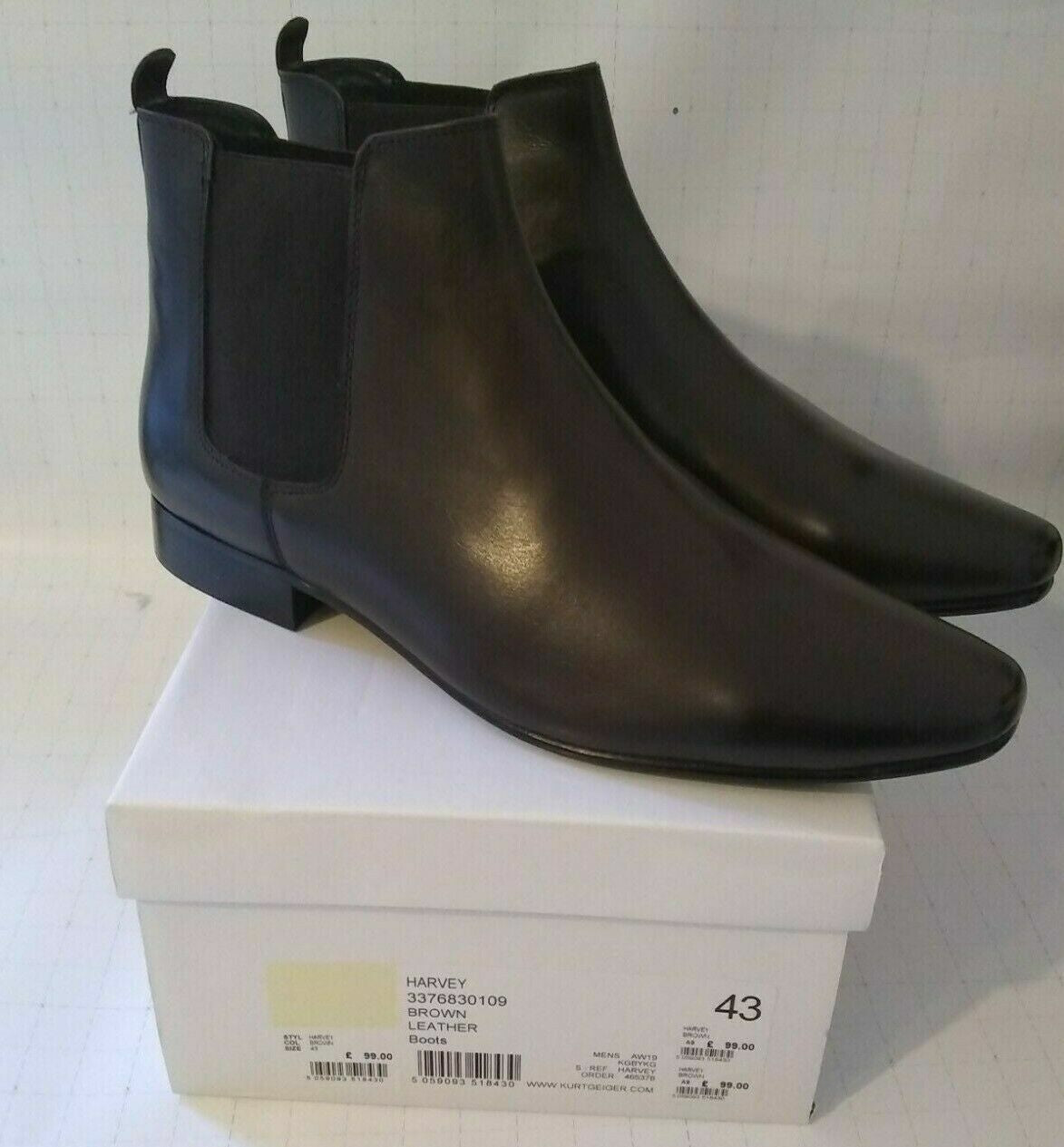 Kurt Geiger KG Harvey Men'S Dark Brown Leather Chelsea Dealer Boots- UK 42