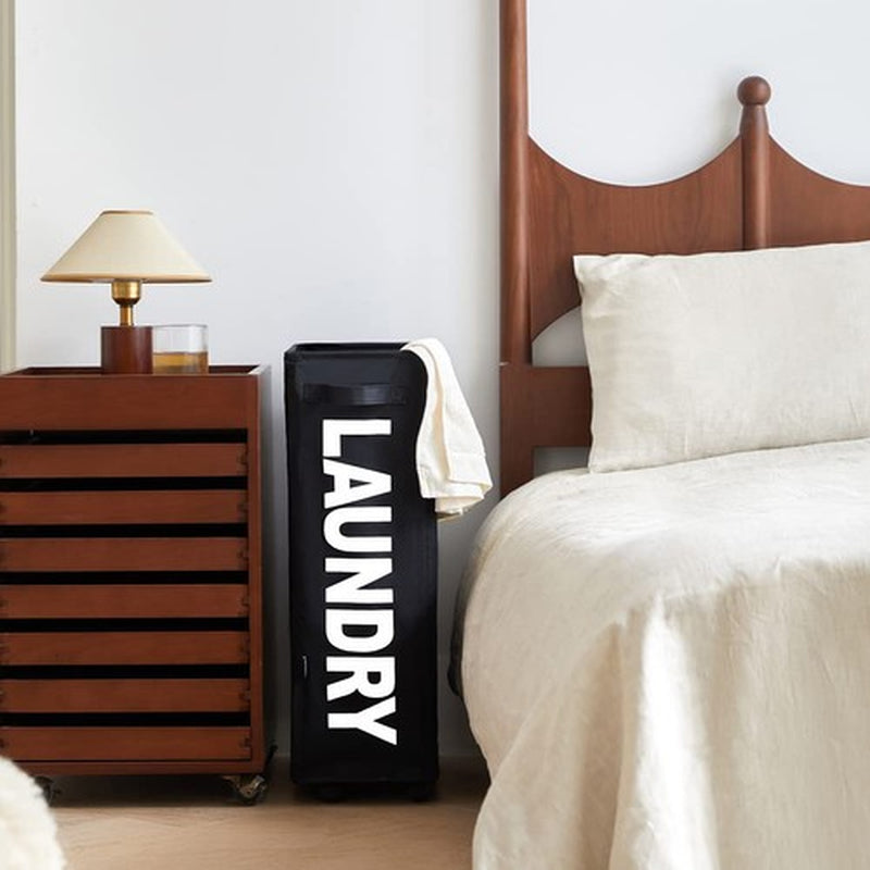 25"Rolling Slim Laundry Basket on Wheels Foldable Hamper with Handle Collapsible