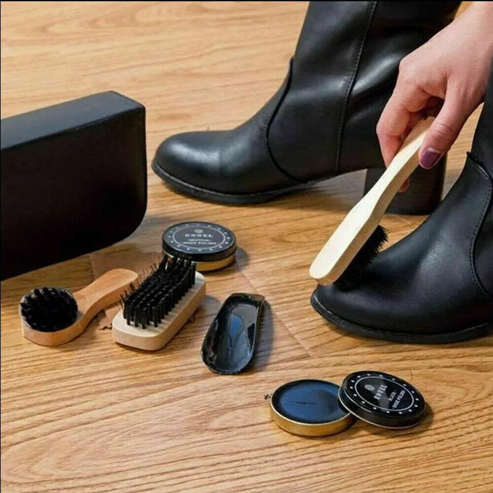 Shoe Polish Kit for Shoe Care and Cleaning with Neutral & Black Polish Gifts USA