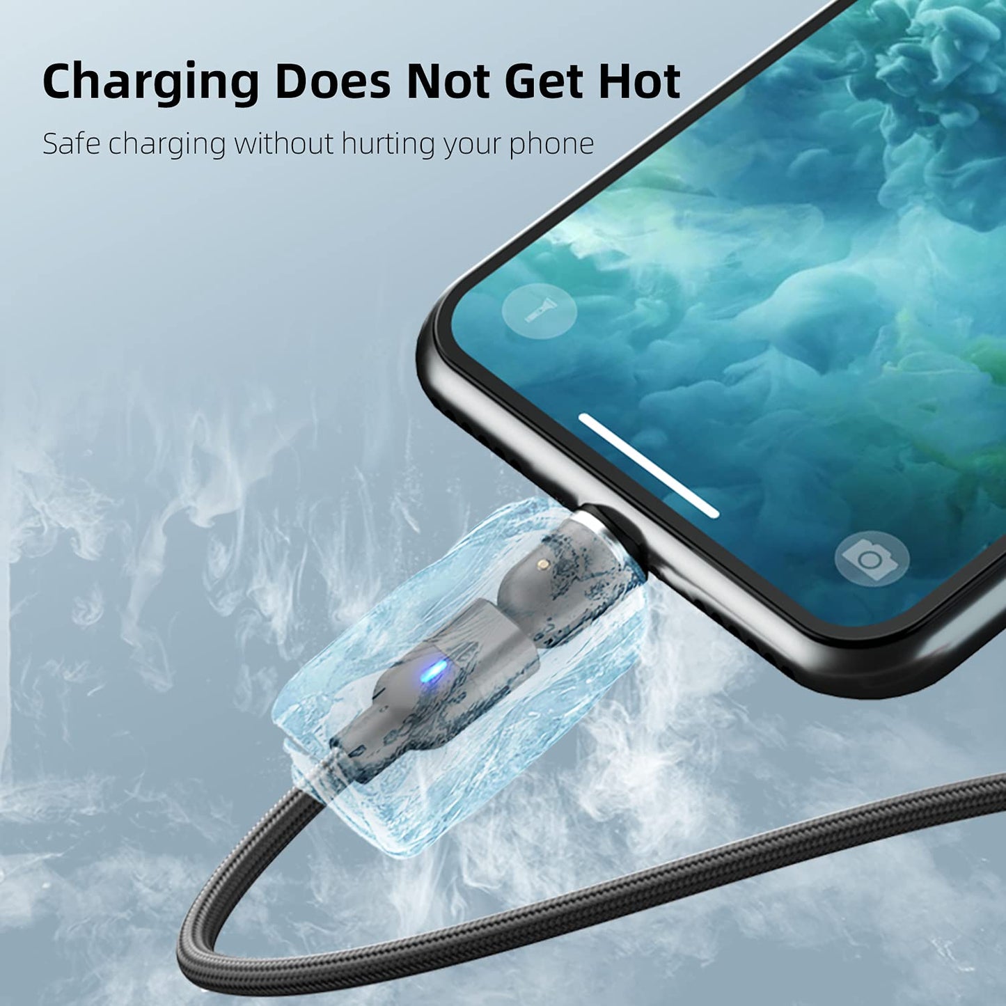 3 in 1 Magnetic Charging Cable (3 Pack, 3.3Ft+6.6Ft,9.9Ft), 360°&180° Rotation 3A Fast Charging Data Transfer USB Magnetic Phone Charger, Compatible with All Mobile Devices, Micro USB, Type C