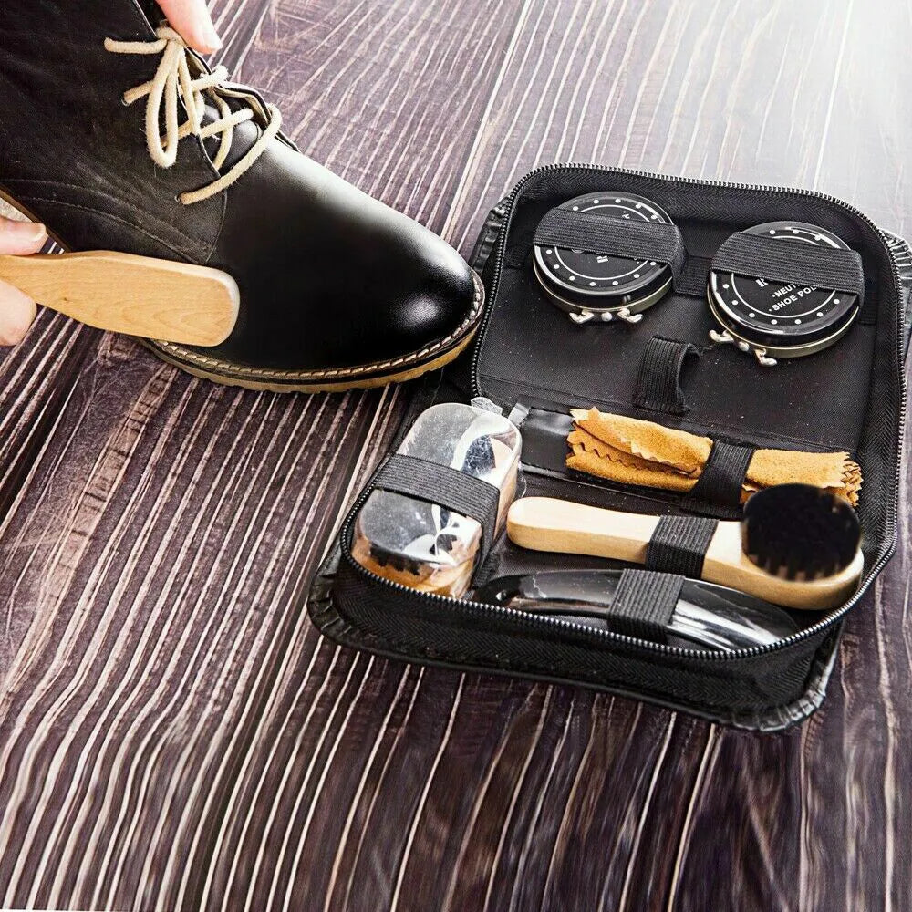 Shoe Polish Kit for Shoe Care and Cleaning with Neutral & Black Polish Gifts USA