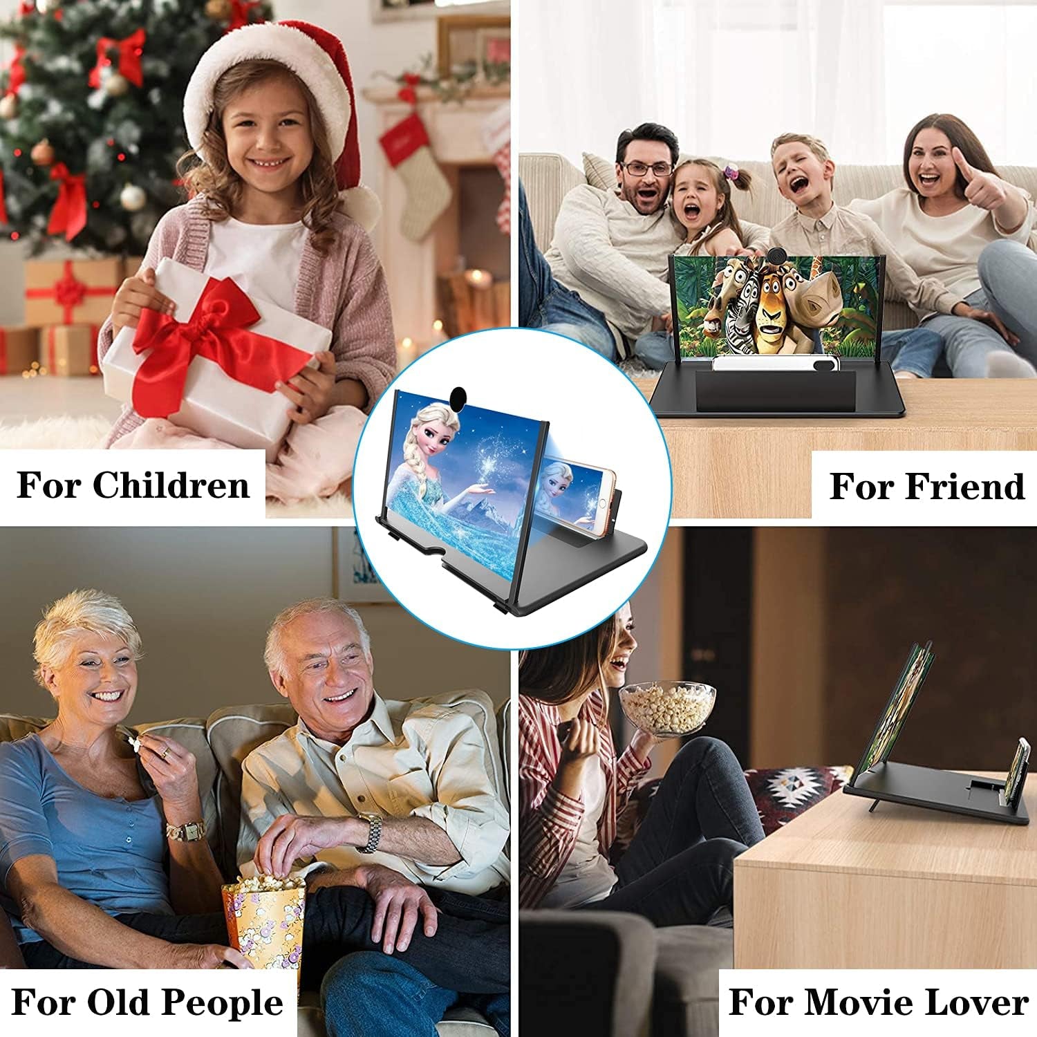 16 Inch Phone Screen Magnifier, Phone Screen Amplifier Foldable Design Phone Stand 3D HD Mobile Screen Magnifier Phone Projector Screen for Movie Video Games Phone Accessories for Cell Phones Black