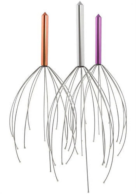 Deluxe Comfort Portable Hand Held Scalp Head Massager – Alleviate Stress – Promotes Deep Relaxation – Light Weight Portable – Scalp Massager, Colored Metal Handle
