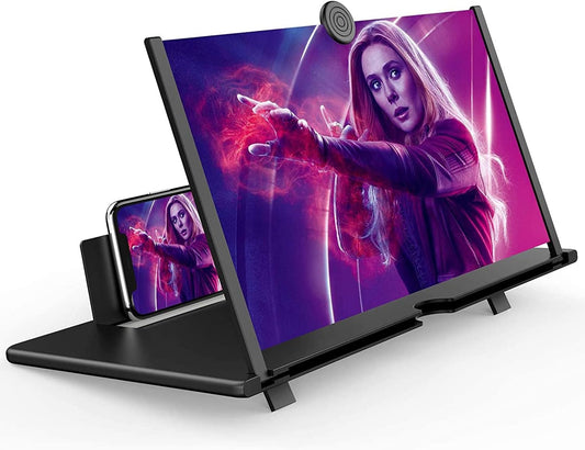 16" Screen Magnifier for Cell Phone – 3D HD Magnifing Screen Enlarger Projector for Movies Videos and Gaming – Foldable Phone Stand Holder with Screen Amplifier–Compatible with All Smartphones
