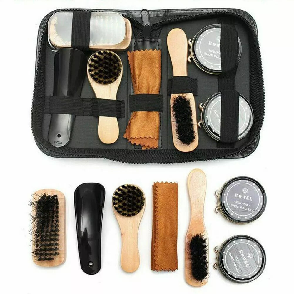 Shoe Polish Kit for Shoe Care and Cleaning with Neutral & Black Polish Gifts USA