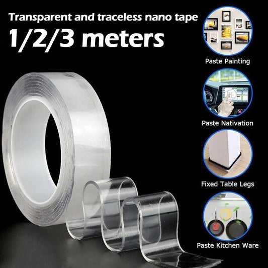 Thickness 1Mm*Width 2Cm*Length 1M Nano Tape Transparent Traceless Black Technology Strong Waterproof Double-Sided Adhesive Punch-Free Magic Invisible Nano Double-Sided Adhesive