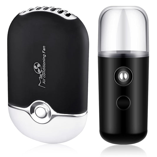 Eyelash Fan USB Portable Lash Dryer Nano Facial Mister Face Mister Portable Facial Steamer with 20Ml Water Tank Rechargeable Handheld Mini Fan Lash Dryer Eyelash Extension(Black, Pink)