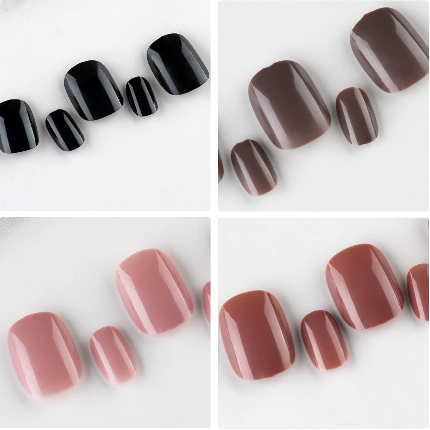 576Pc Short Press on Nails, round Square XS Fake Nails Full Cover Glossy Gel Press on Nails Short Artificial Fingernail False Acrylic Presson Tips 24 Colors for Kids Girls Women